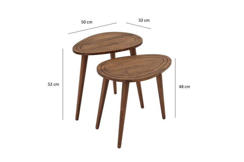 Saldus Settbord - Valnøtt - Møbler - Bord - Avlastningsbord - Settbord