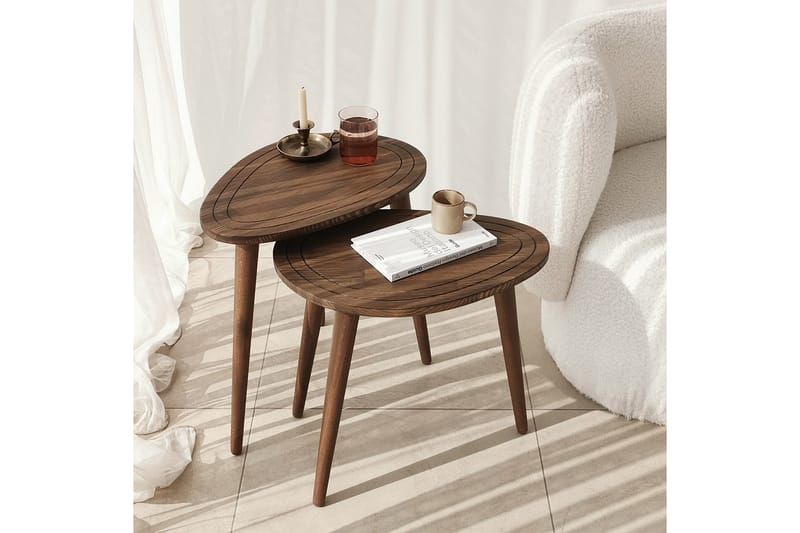 Saldus Settbord - Valnøtt - Møbler - Bord - Avlastningsbord - Settbord
