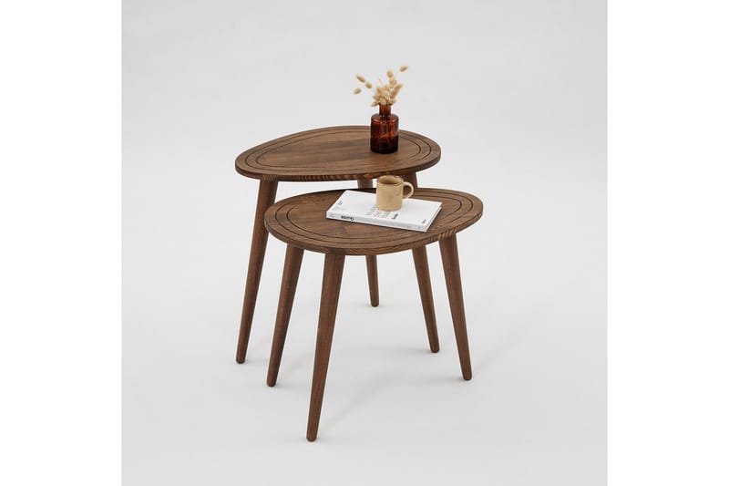 Saldus Settbord - Valnøtt - Møbler - Bord - Avlastningsbord - Settbord