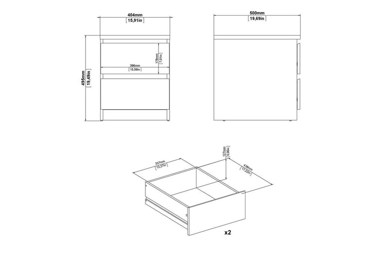 Salomns Sengebord 40,4 cm - Grå - Møbler - Bord - Avlastningsbord - Sengebord & nattbord