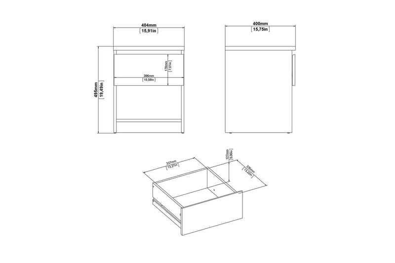 Salomns Sengebord 40,4 cm - Hvit - Møbler - Bord - Avlastningsbord - Sengebord & nattbord