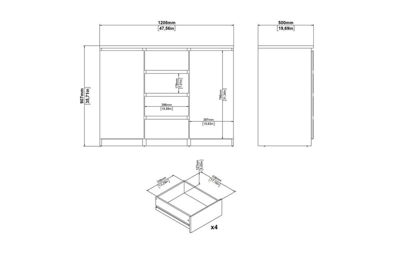 Salomns Skjenk 120,8 cm - Hvit - Oppbevaring - Oppbevaringsmøbler - Sideboard & skjenker