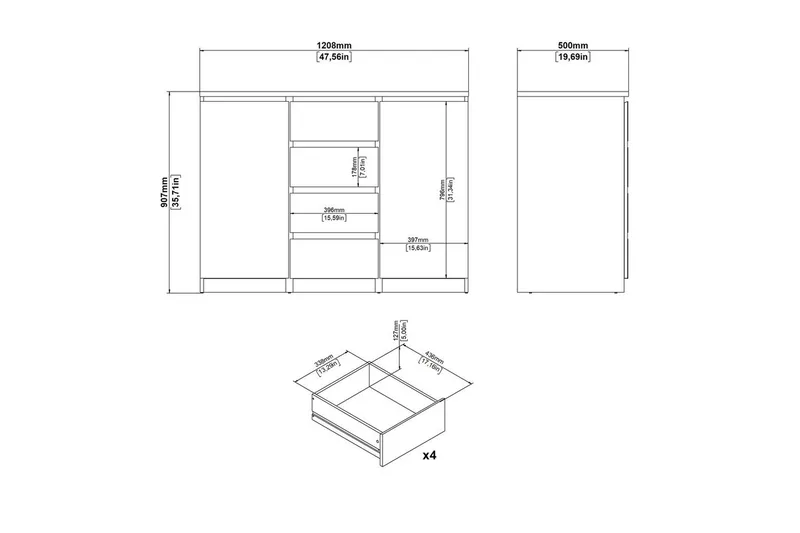 Salomns Skjenk 120,8 cm - Hvit - Oppbevaring - Oppbevaringsmøbler - Sideboard & skjenker