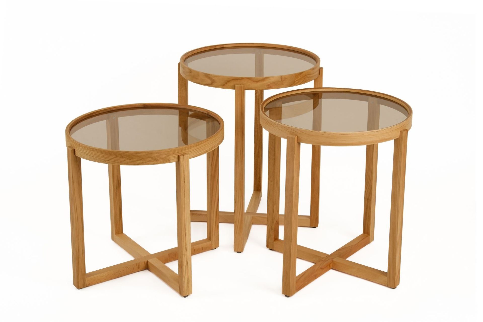 Sammenleggbart bordsett (3 deler) Wallxpert Milas (45 x 55 x 45 cm) Transparent eik - Transparent eik