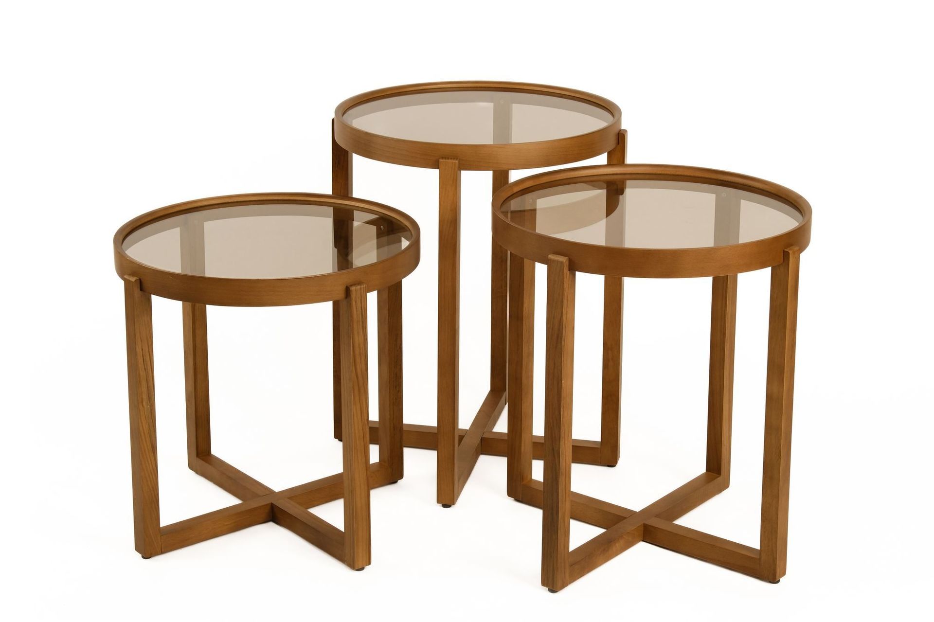 Sammenleggbart bordsett (3 deler) Wallxpert Milas (45 x 55 x 45 cm) Transparent valnøtt - Transparent valnøtt