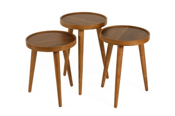Sammenleggbart bordsett (3 deler) Wallxpert Polen (40 x 63 x 40 cm) Valnøtt - Valnøtt - Møbler - Bord - Avlastningsbord - Settbord