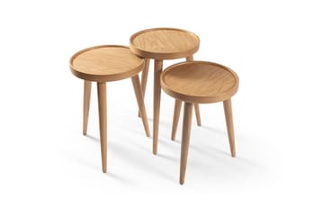 Sammenleggbart bordsett (3 deler) Wallxpert Polen (40 x 63 x 40 cm) Eik - Eik - Møbler - Bord - Avlastningsbord - Settbord