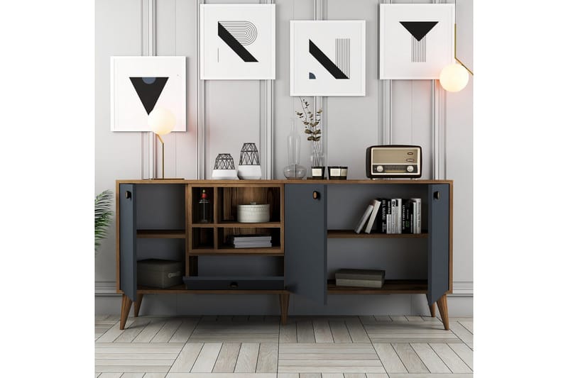 Scone Konsollbord 180 cm - Antrasitt/Valnøtt - Møbler - Bord - Avlastningsbord - Gangbord