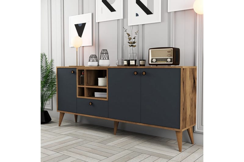 Scone Konsollbord 180 cm - Antrasitt/Valnøtt - Møbler - Bord - Avlastningsbord - Gangbord