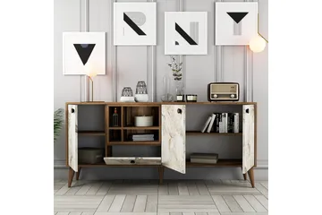 Scone Konsollbord 180 cm - Hvit marmor/Valnøtt - Møbler - Bord - Avlastningsbord - Gangbord