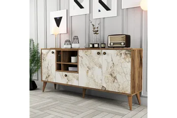 Scone Konsollbord 180 cm - Hvit marmor/Valnøtt - Møbler - Bord - Avlastningsbord - Gangbord