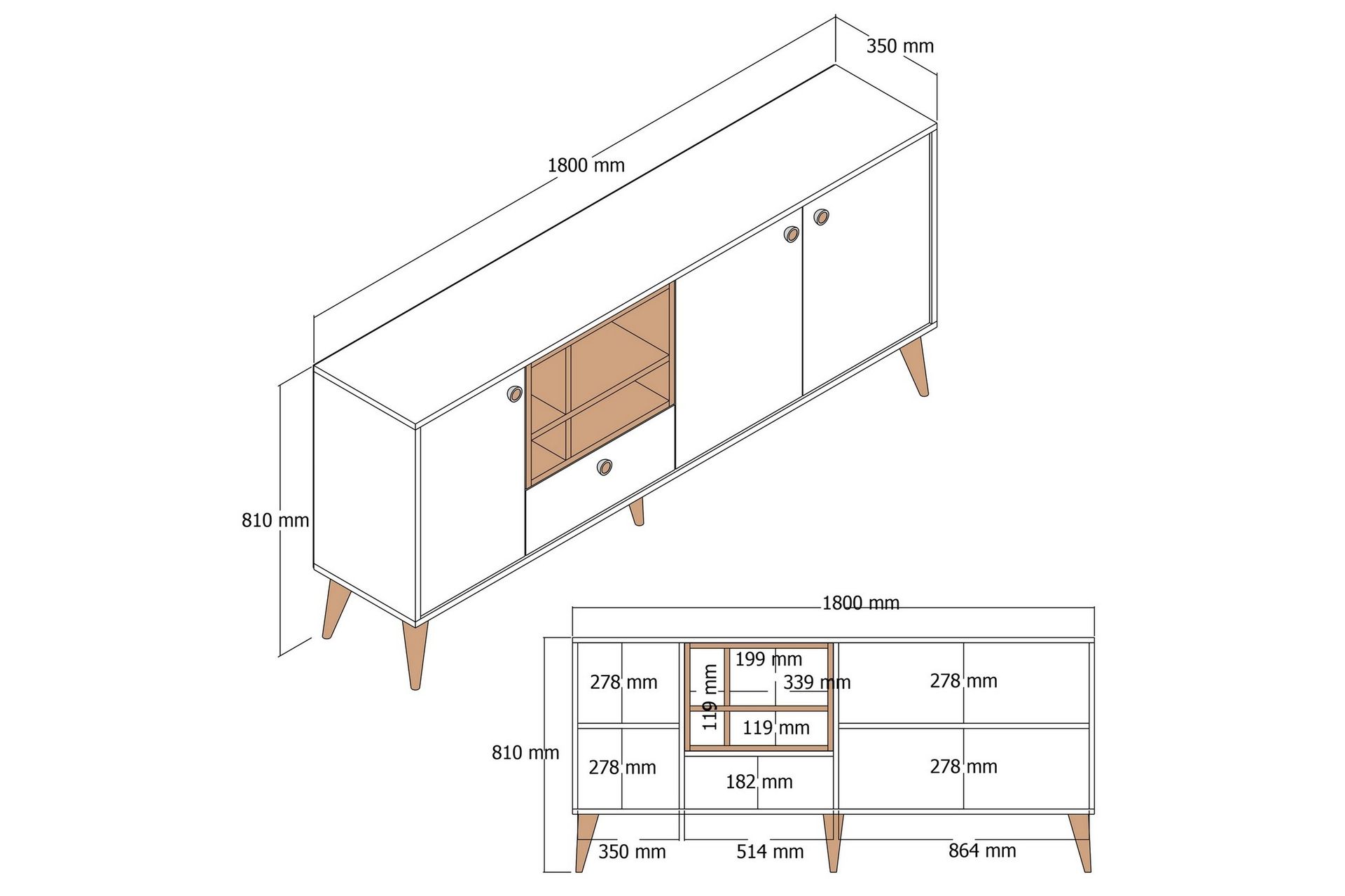 Scone Konsollbord 180 cm - Hvit - Møbler - Bord - Avlastningsbord - Gangbord