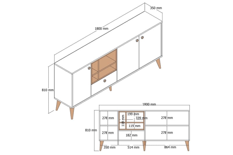 Scone Konsollbord 180 cm - Hvit - Møbler - Bord - Avlastningsbord - Gangbord