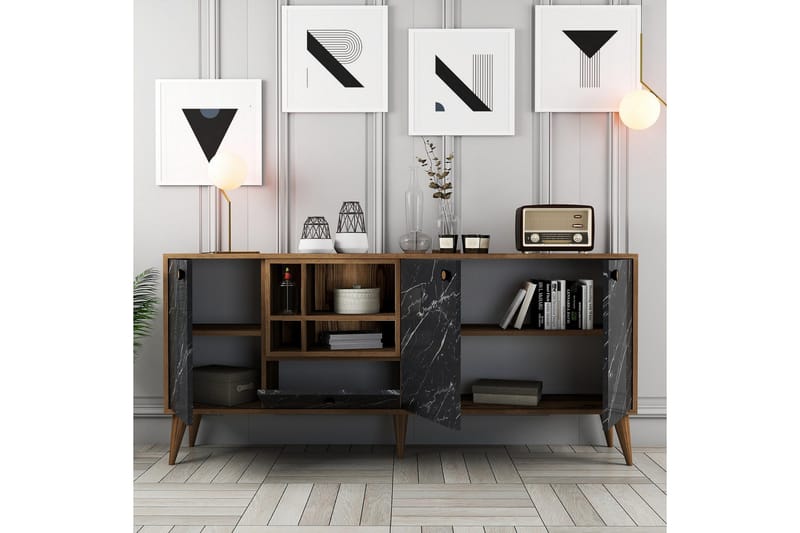 Scone Konsollbord 180 cm - Svart/Valnøtt - Møbler - Bord - Avlastningsbord - Gangbord