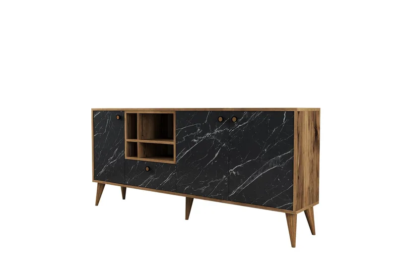 Scone Konsollbord 180 cm, Svart/Valnøtt