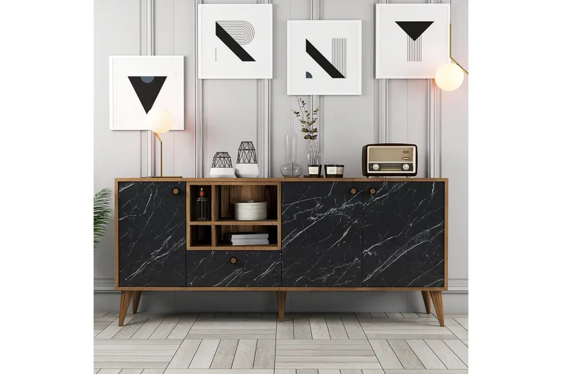 Scone Konsollbord 180 cm - Svart/Valnøtt - Møbler - Bord - Avlastningsbord - Gangbord