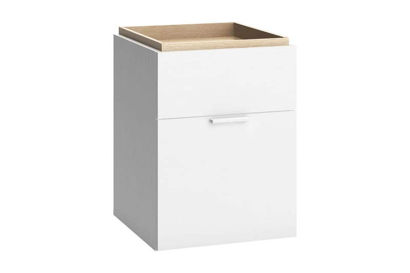4You Nattbord 41 cm med Oppbevaring Hvit/Natur - VOX - Møbler - Bord - Avlastningsbord - Sengebord & nattbord