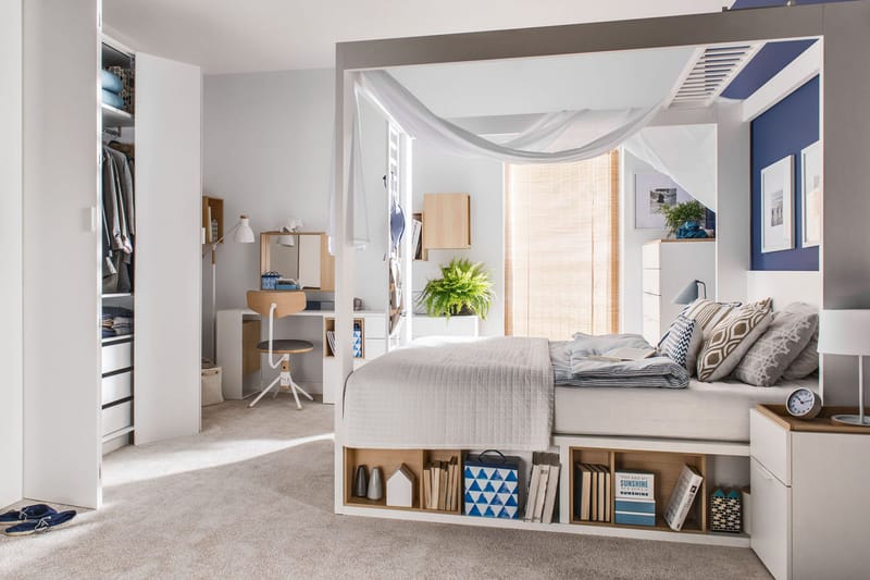 4You Nattbord 41 cm med Oppbevaring Hvit/Natur - VOX - Møbler - Bord - Avlastningsbord - Sengebord & nattbord