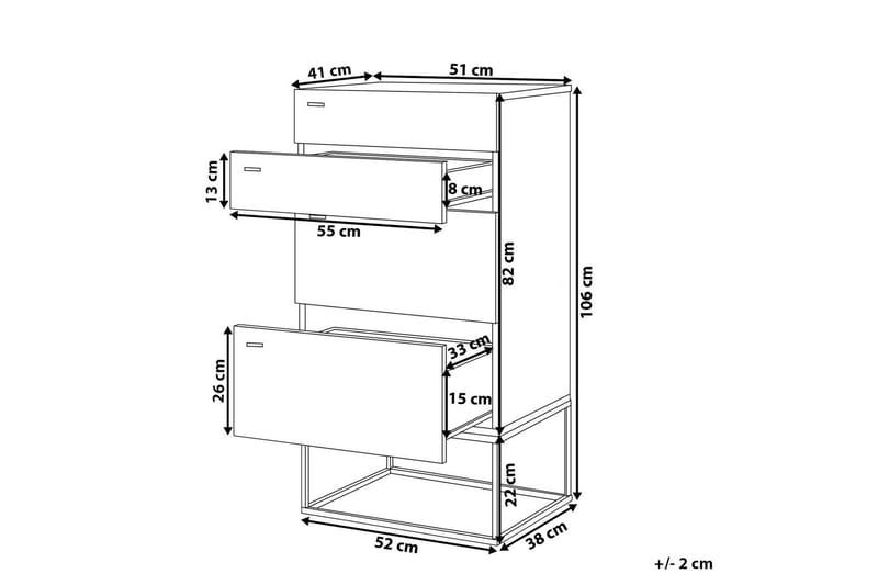 Acra Kommode 52x41 cm - Grå/Lyst Tre - Sengebord & nattbord