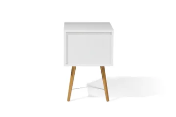 Alabama Smalt Kvadratisk Nattbord 40 cm med Oppbevaring og Skuffer i Tre - Hvit - Møbler - Bord - Avlastningsbord - Sengebord & nattbord