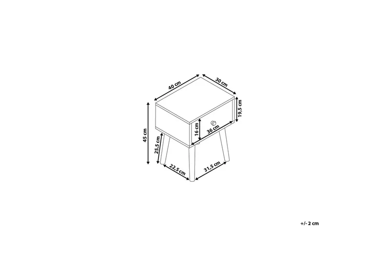 Arvada Nattbord 40 cm med Oppbevaring Skuff - Brun - Møbler - Bord - Avlastningsbord - Sengebord & nattbord