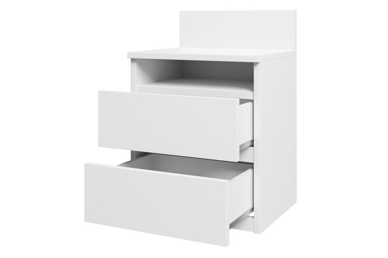 Basildon Nattbord 40 cm med Oppbevaring 2 Skuffer + Hylle - Beige/Grå - Møbler - Bord - Avlastningsbord - Sengebord & nattbord