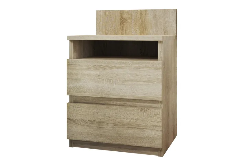 Basildon Nattbord 40 cm med Oppbevaring 2 Skuffer + Hylle - Beige/Grå - Møbler - Bord - Avlastningsbord - Sengebord & nattbord
