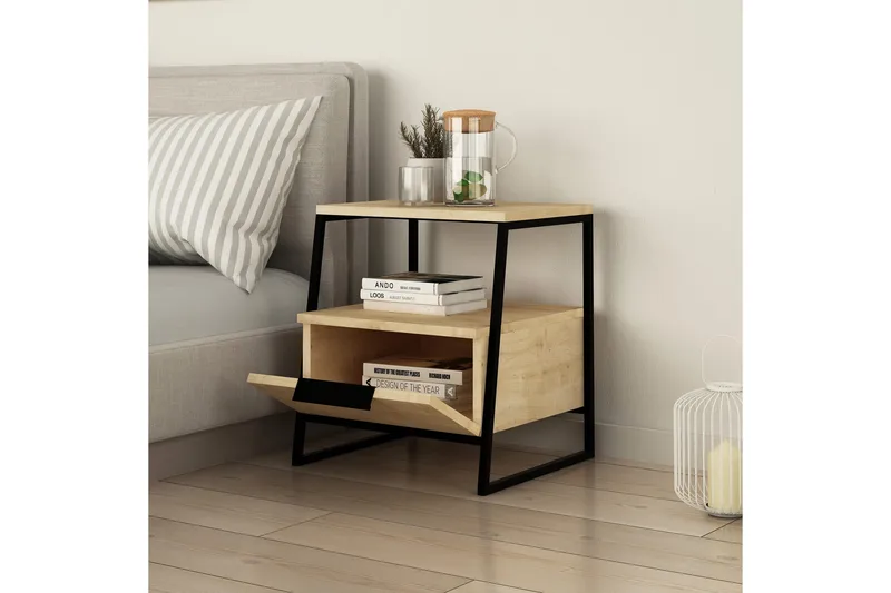 BodSjø Nattbord 45 cm med Oppbevaring Hylle + Lucka - Brun - Møbler - Bord - Avlastningsbord - Sengebord & nattbord