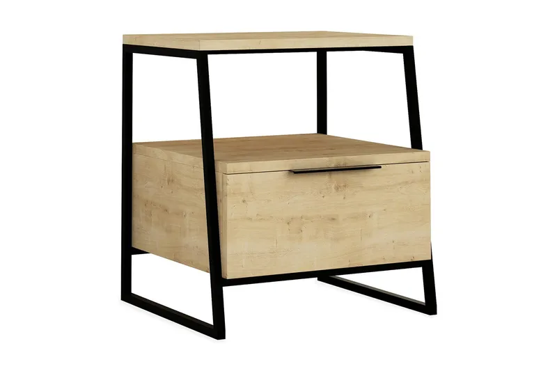 BodSjø Nattbord 45 cm med Oppbevaring Hylle + Lucka, Brun