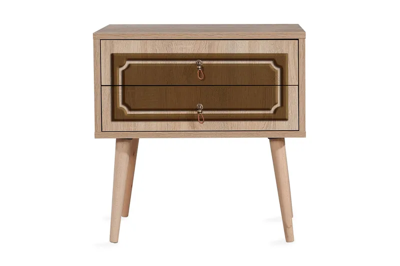 Brokind Nattbord 60 cm med Oppbevaring 2 Skuffer DEikor - Natur/Brun - Møbler - Bord - Avlastningsbord - Sengebord & nattbord