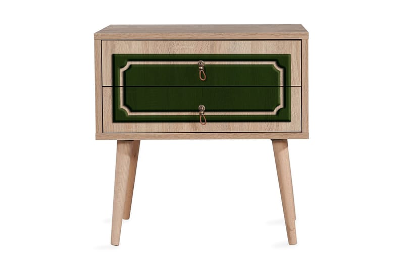 Brokind Nattbord 60 cm med Oppbevaring 2 Skuffer DEikor - Natur/Grønn - Møbler - Bord - Avlastningsbord - Sengebord & nattbord