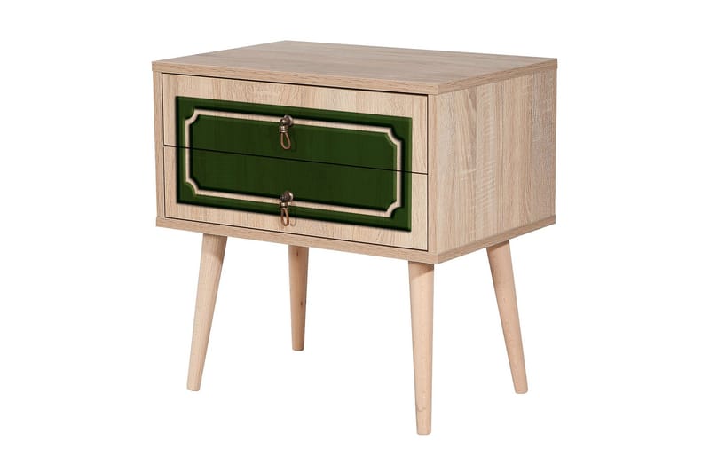 Brokind Nattbord 60 cm med Oppbevaring 2 Skuffer DEikor - Natur/Grønn - Møbler - Bord - Avlastningsbord - Sengebord & nattbord