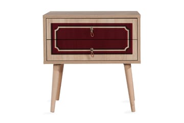 Brokind Nattbord 60 cm med Oppbevaring 2 Skuffer DEikor - Natur/Rød - Møbler - Bord - Avlastningsbord - Sengebord & nattbord