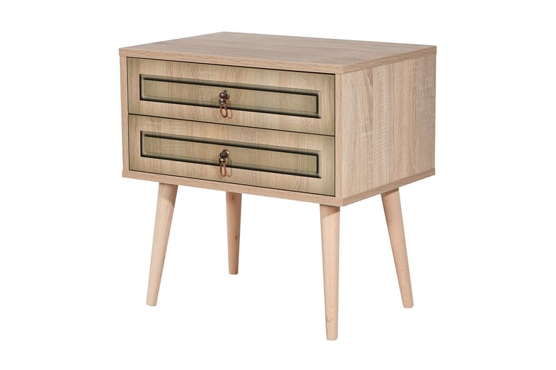 Brokind Nattbord 60 cm med Oppbevaring 2 Skuffer - Natur/Brun - Møbler - Bord - Avlastningsbord - Sengebord & nattbord