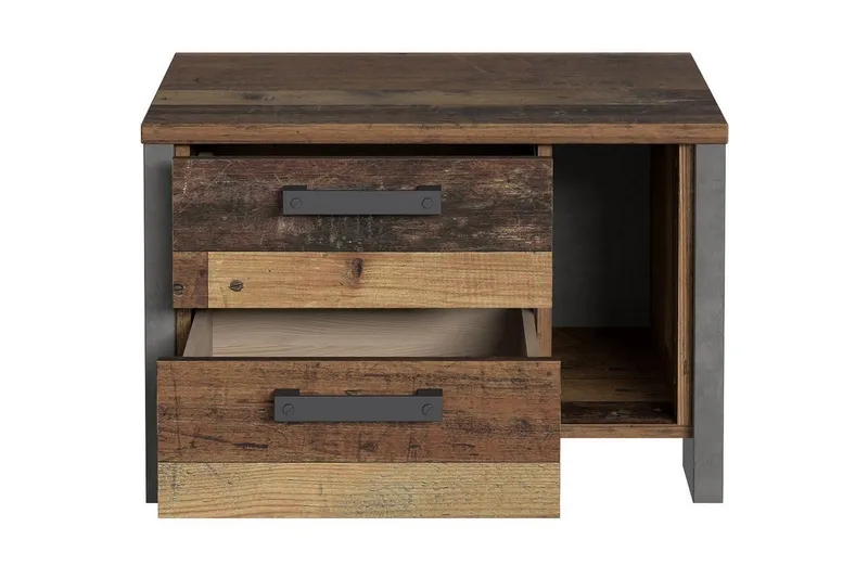 Cadle Nattbord 62 cm med Oppbevaring 2 Skuffer + Hylle - Brun/Grå - Møbler - Bord - Avlastningsbord - Sengebord & nattbord