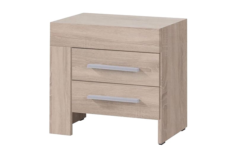 Cezara Nattbord 50 cm Venstre med Oppbevaring 2 Skuffer - Beige/Grå - Møbler - Bord - Avlastningsbord - Sengebord & nattbord