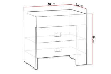 Cezara Sängbord 50 cm Vänster med Förvaring 2 Lådor Bedly Ek - Møbler - Bord - Avlastningsbord - Sengebord & nattbord