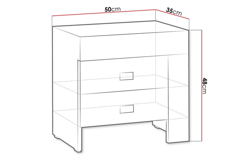 Cezara Sängbord 50 cm Vänster med Förvaring 2 Lådor Bedly Ek - Møbler - Bord - Avlastningsbord - Sengebord & nattbord