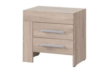 Cezara Sängbord 50 cm Vänster med Förvaring 2 Lådor Bedly Ek - Møbler - Bord - Avlastningsbord - Sengebord & nattbord
