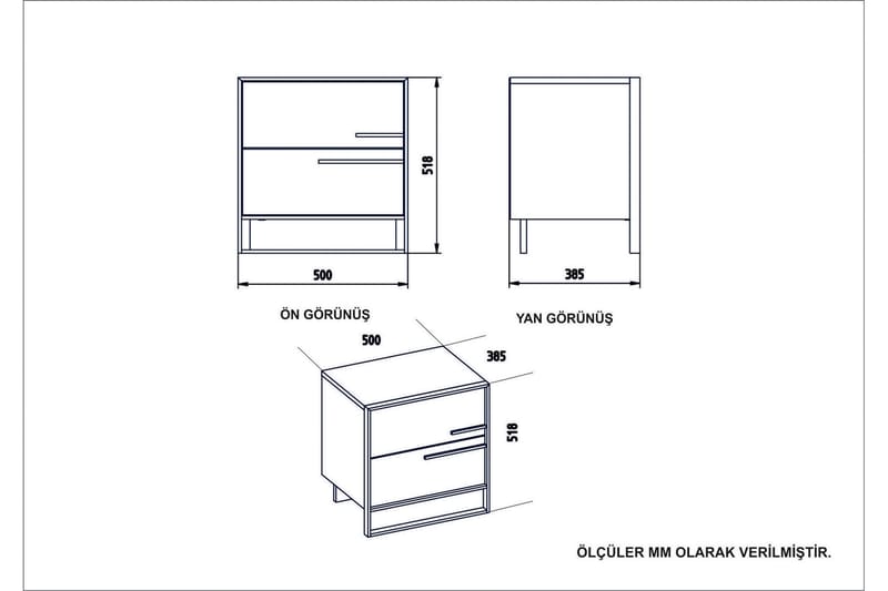 Cofield Nattbord 50 cm - Gull|Svart - Sengebord & nattbord