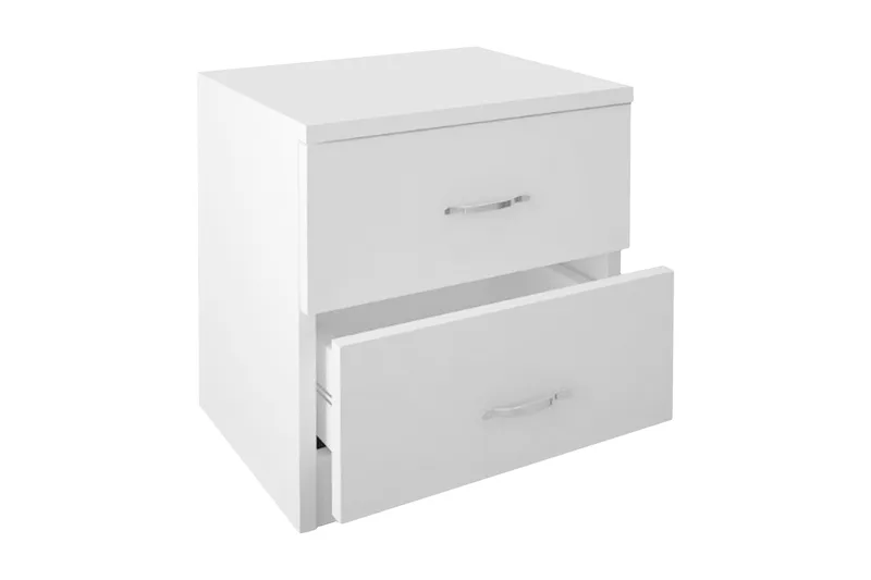 Decorotika Nattbord 40 cm med Oppbevaring 2 Skuffer, Hvit
