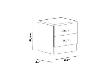 Decorotika Nattbord 40 cm med Oppbevaring 2 Skuffer - Hvit - Møbler - Bord - Avlastningsbord - Sengebord & nattbord