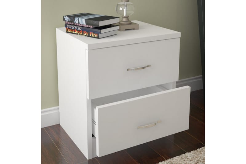 Decorotika Nattbord 40 cm med Oppbevaring 2 Skuffer - Hvit - Møbler - Bord - Avlastningsbord - Sengebord & nattbord