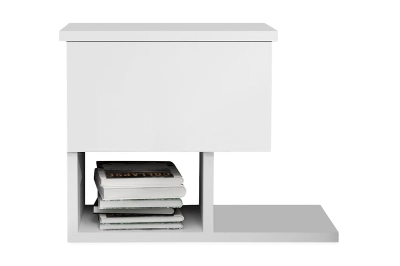Decorotika Nattbord 46 cm med Oppbevaring Skuff + Hyller - Hvit - Møbler - Bord - Avlastningsbord - Sengebord & nattbord