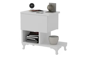 Decorotika Nattbord 46 cm med Oppbevaring Skuff + Hyller Ben - Hvit - Møbler - Bord - Avlastningsbord - Sengebord & nattbord