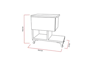 Decorotika Nattbord 46 cm med Oppbevaring Skuff + Hyller Ben - Hvit - Møbler - Bord - Avlastningsbord - Sengebord & nattbord