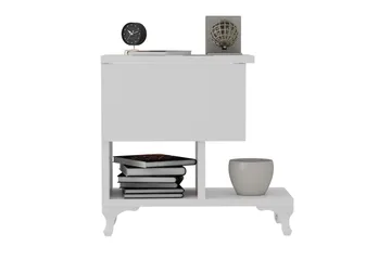 Decorotika Nattbord 46 cm med Oppbevaring Skuff + Hyller Ben - Hvit - Møbler - Bord - Avlastningsbord - Sengebord & nattbord