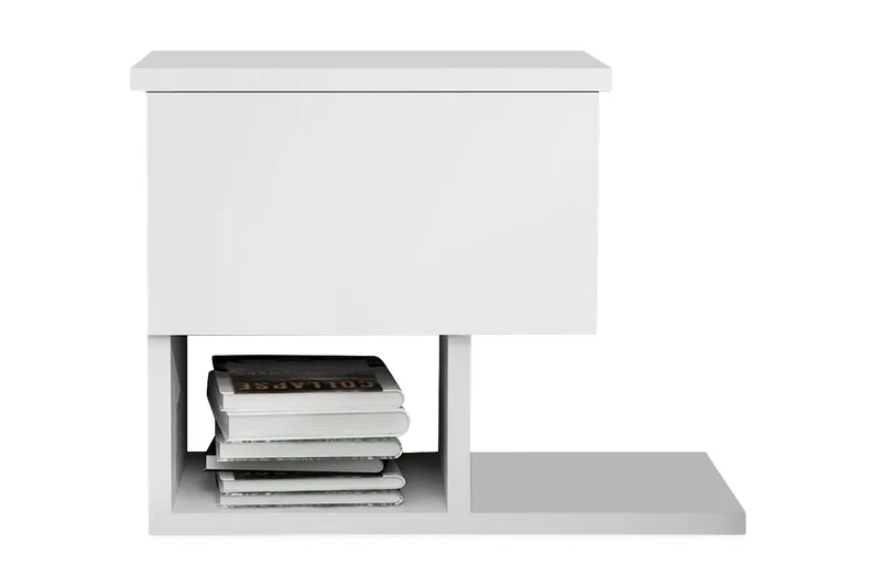 Decorotika Nattbord 46 cm med Oppbevaring Skuff + Hyller, Hvit