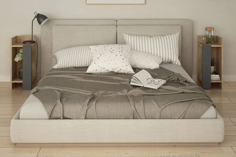 Decorta Nattbord 27 cm - Eikfarge/Mørkegrå - Møbler - Bord - Avlastningsbord - Sengebord & nattbord