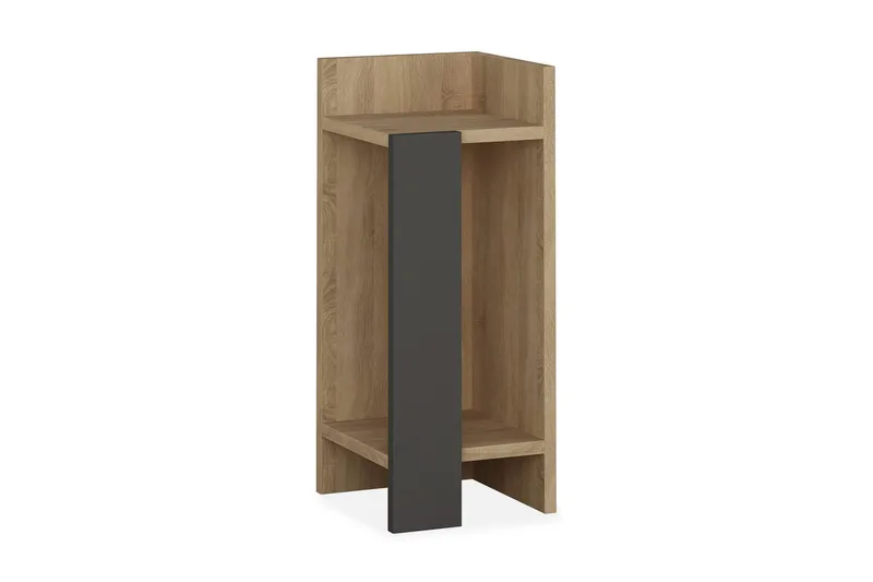 Decorta Nattbord 27 cm med Oppbevaring Hyller + Luker Høyre - Brun/Grå - Møbler - Bord - Avlastningsbord - Sengebord & nattbord